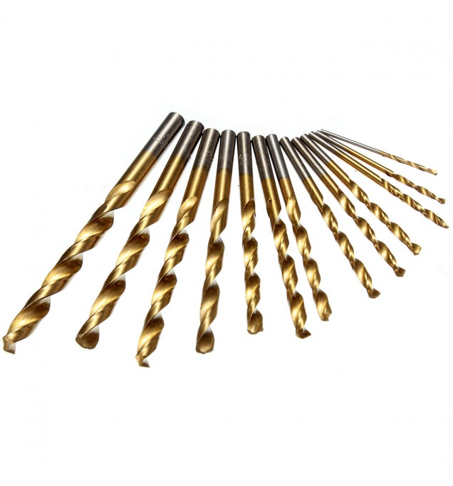 13pcs 1.5-6.5mm HSS Titanium Twist Drills Set Straight Shank Spiral Drill