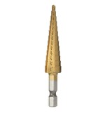 3pcs HSS Step Drills 1/4 Inch Hex Shank Titanium Coated Step Drill Bit Set