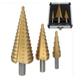 3pcs HSS Step Drill/Pagoda Drill/Ladder Drill Round Shank 4-12/4-20/4-32