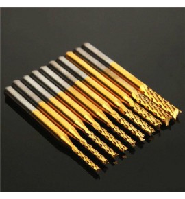 Drillpro DB-M5 10pcs 1.5mm-3.175mm Carbide End Mill Engraving Bits For CNC Rotary Burrs