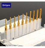 Drillpro DB-M5 10pcs 1.5mm-3.175mm Carbide End Mill Engraving Bits For CNC Rotary Burrs