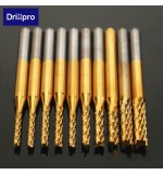 Drillpro DB-M5 10pcs 1.5mm-3.175mm Carbide End Mill Engraving Bits For CNC Rotary Burrs