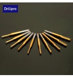 Drillpro DB-M5 10pcs 1.5mm-3.175mm Carbide End Mill Engraving Bits For CNC Rotary Burrs