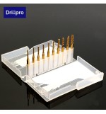 Drillpro DB-M5 10pcs 1.5mm-3.175mm Carbide End Mill Engraving Bits For CNC Rotary Burrs