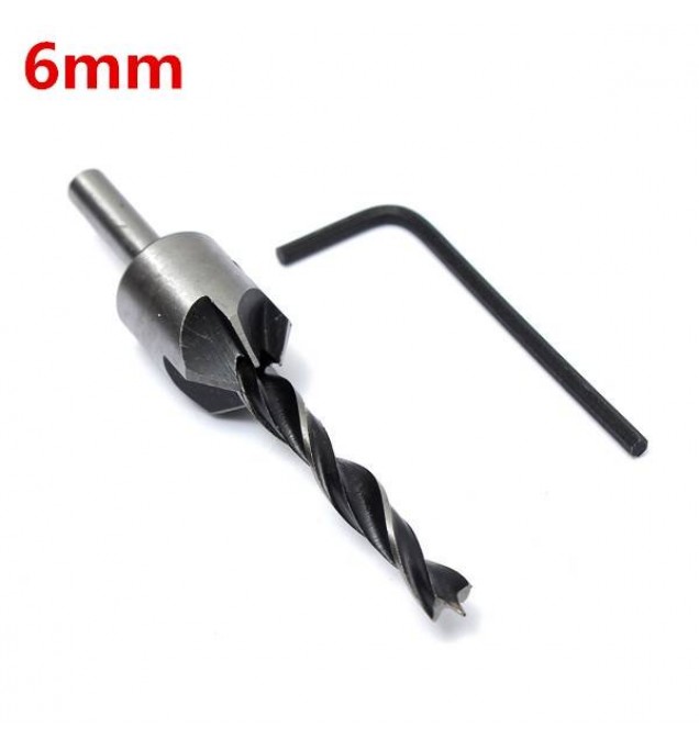 6mm HSS Carpentry Countersink Drill High Speed Steel 5 Flute Drill Bit