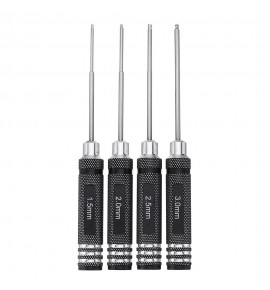 Drillpro 4pcs H1.5/2.0/2.5/3.0mm HSS Ball Screwdrivers Tool Kit Black Repair Tool Set