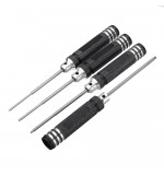 Drillpro 4pcs H1.5/2.0/2.5/3.0mm HSS Ball Screwdrivers Tool Kit Black Repair Tool Set