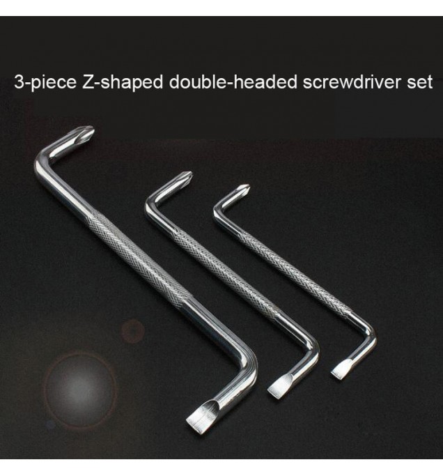 3-piece Set Turning Screwdriver 90 Degree Z-type Short Shank Screwdriver